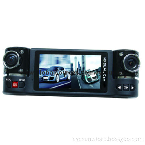 Car Black Box, with Double Lens, 1,280 x 480P, 270 Degree Rotation Lens, G-sensor, SOS, GPS Optional